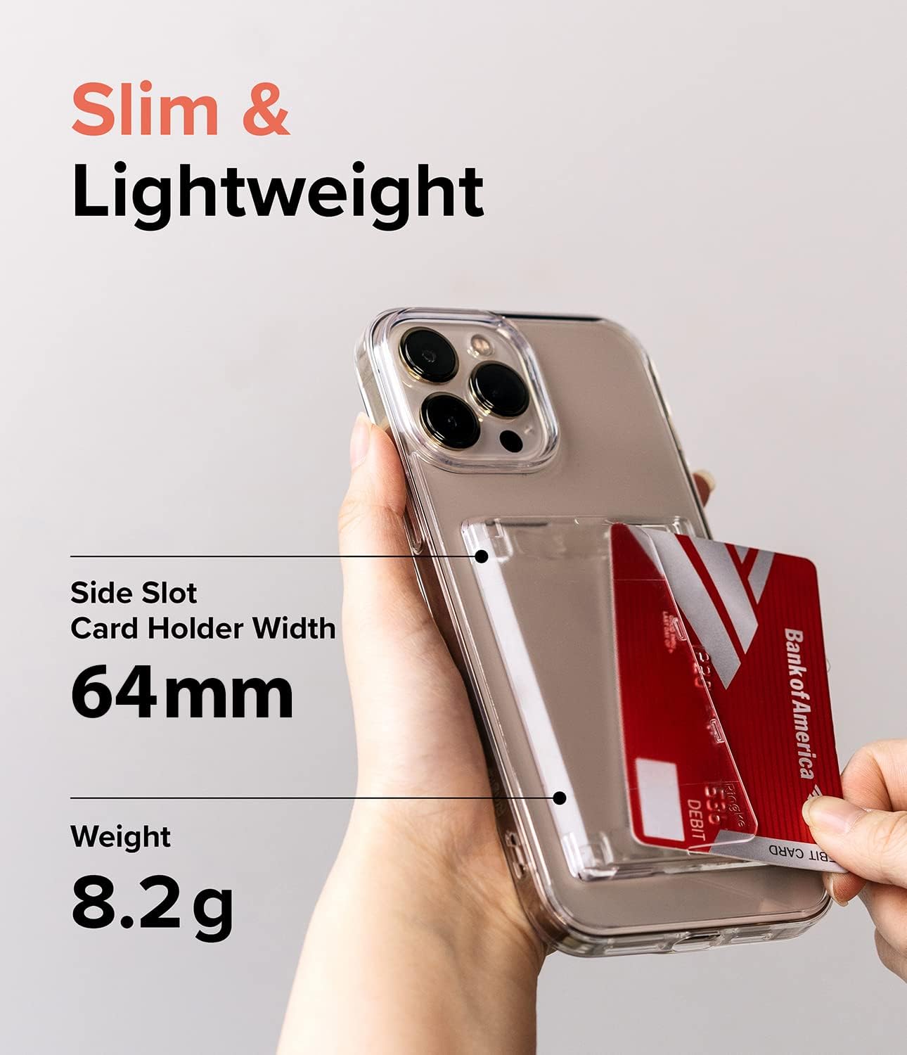 Ringke Side Slot Card Holder for Phone Case, Business Card Holder for iPhone, Galaxy, and Pixel, Clear Mist