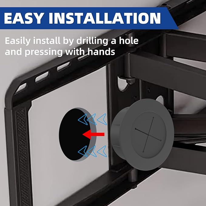 TV Wire Hider Kit for Wall Mount TV, White in Wall Cable Management Kit, Includes 2-3/8"(60mm Hole) 2 Pass Throughs and Hole Saw Drill Attachment for Easy Install(Black) (RO-YCX-2P-BK)