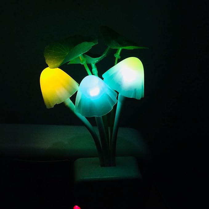 AUSAYE Sensor Night Light Plug Into Wall,Auto Night Lights Led 7 Colors Cute LED Lamp Mushroom Light for Kids,Mom,Bedroom,BathroomToilet,Hallway,Stairs,Kitchen Pack of 4