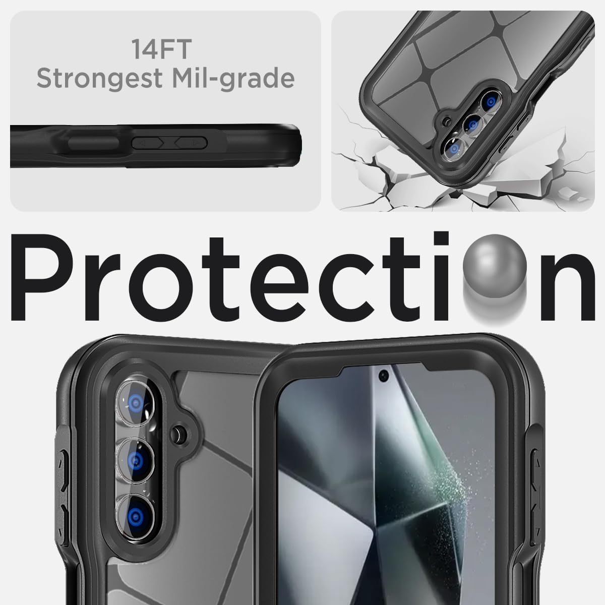 Miimall Waterproof Case for Samsung Galaxy A15 5G, [IP68 Underwater] [14FT Military Dropproof] [Built-in Screen