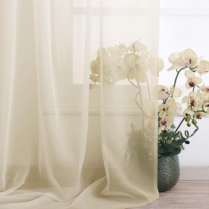 NICETOWN Decorative Long Scarf Valance for Window - Wedding Scarf Valance, Voile Curtain Bed Canopy for Living Room, Bedroom, Ceremony (1 Panel, W60 x L216, Yellow Beige)