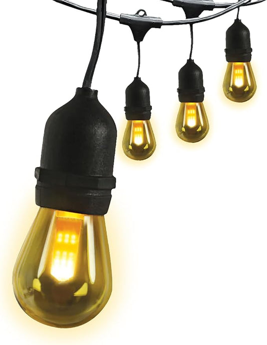 Feit Electric LED String Lights with Flame Bulbs Effect, 12ft Commercial Grade and Shatter Resistant String Lights, 6 Sockets, Linkable, 15,000-Hour Lifetime, SL12-6/FLAME, 7 Bulbs Included