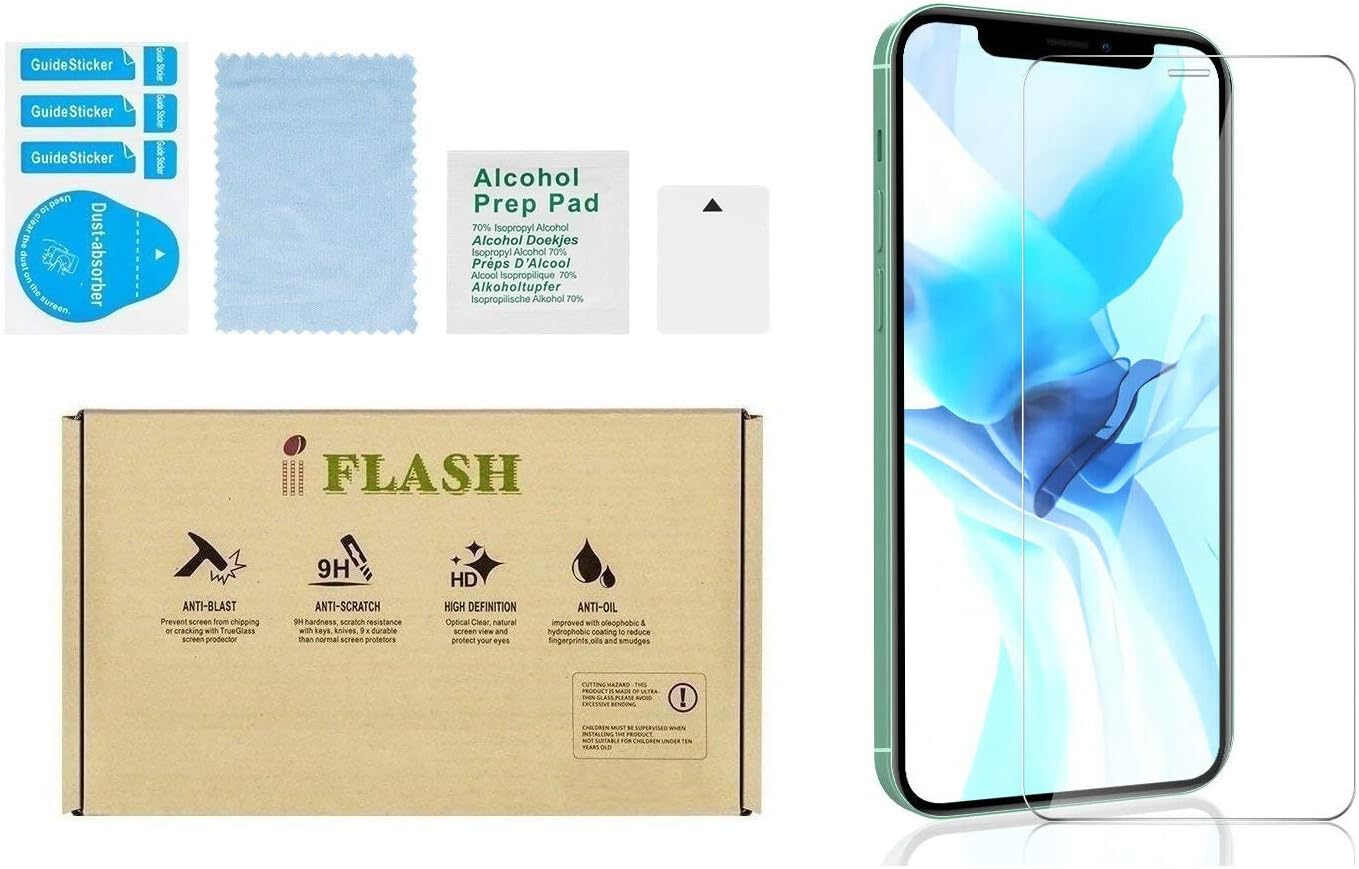 IFLASH Tempered Glass Screen Protector for iPhone 12 Pro Max 6.7" (2020) - Crystal Clear, Bubble Free