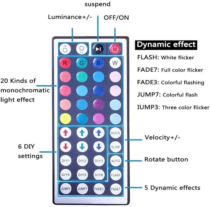 DAYBETTER Waterproof Led Lights for Bedroom, 16.4ft Led Strip Lights, 150 LEDs Color Changing RGB 44 Keys Remote Controller, 12v for Outdoor Room Home Party Christmas Decoration