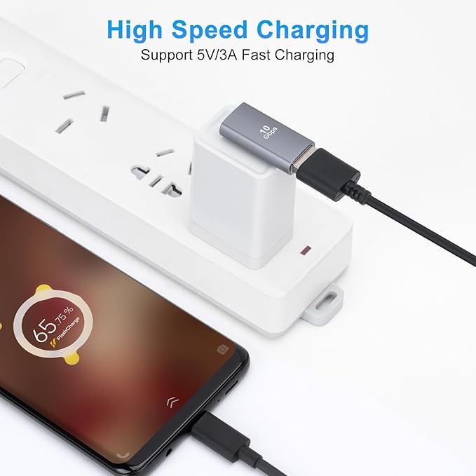 90 Degree USB3.0 Adapter (2 Pack), Left Angle and Right Angle 3.0 USB A Male to Female Converter Extender for PC, Laptop, USB A Charger, Power Bank and More, USB3.0 Expansion Adapter