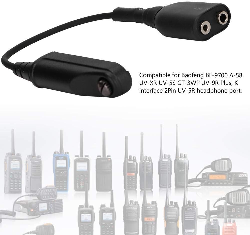 Yoidesu Walkie Talkies Headset Adapter for Baofeng BF-9700, K-head 2 Pin Audio Cable Adapter