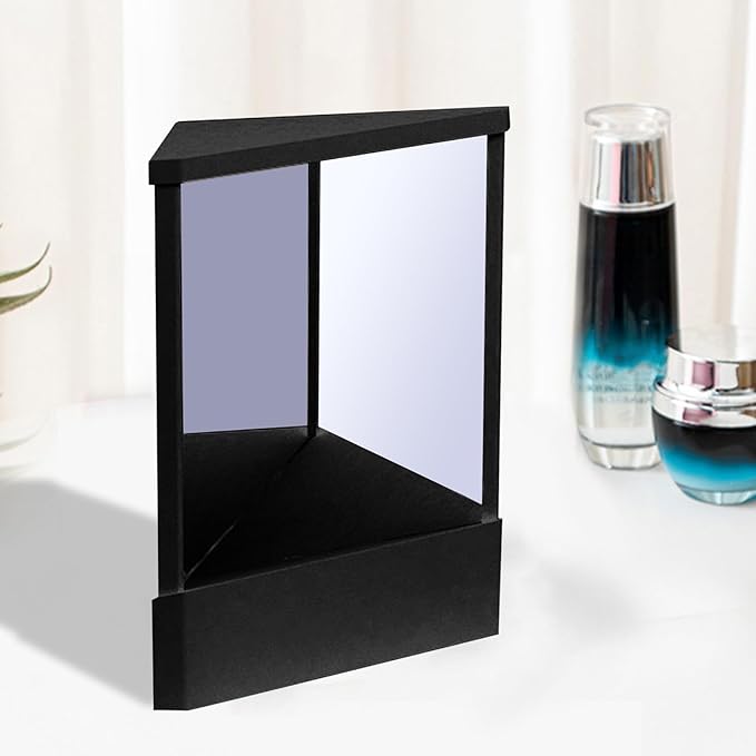 Non-Reversing Mirror, Professional Mirror Non-reversing Precision True Vanity Makeup Mirrors Non-Magnifying Tabletop Mirrors for Accurate Reflections (Black, L)