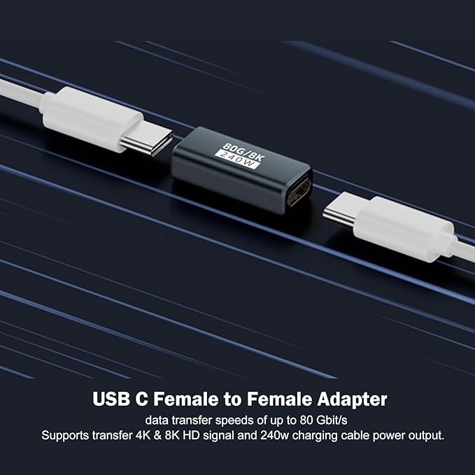 3-Pack 240W USB C Coupler Thunderbolt 5, USB c Female to Female, Support 80Gbps,120Gbps Bandwidth, Dual 8K,16K,@60hz Video, for MacBook, Ipad, Thunderbolt 5/4/3,iPhone 17,USB4,Razer Blade.