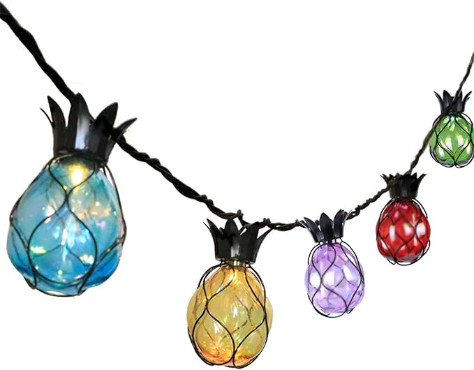 Vigdur Pineapple String Lights - Outdoor Patio Lights Plug in with 10 Pineapple Bulbs Connectable, Indoor String Light for Bedroom Bistro Tiki Decor(10FT