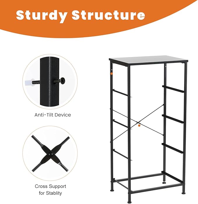 DUMOS Dresser for Bedroom 4 Drawers, Tall Fabric Closet Chests Organizer Tower Furniture with Wooden Top Metal Frame for Nursery, Living Room, Closet, Grey
