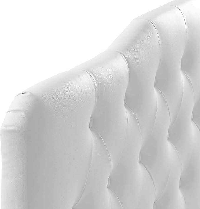 Modway Annabel Tufted Button Faux Leather Upholstered Queen Headboard in White