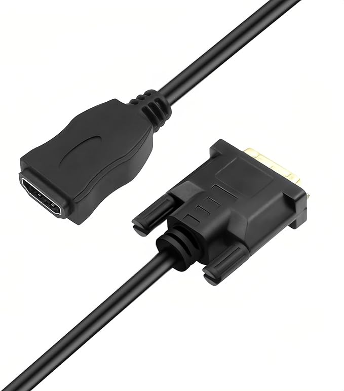 MMOBIEL HDMI to DVI Cable Adapter - Bi-Directional - Male DVI-D Dual Link to Female HDMI - Cable Converter Supports Monitor, PC, TV, Gaming, Projector - 1080p Full HD 60Hz - Gold Connector 1ft / 0.3m