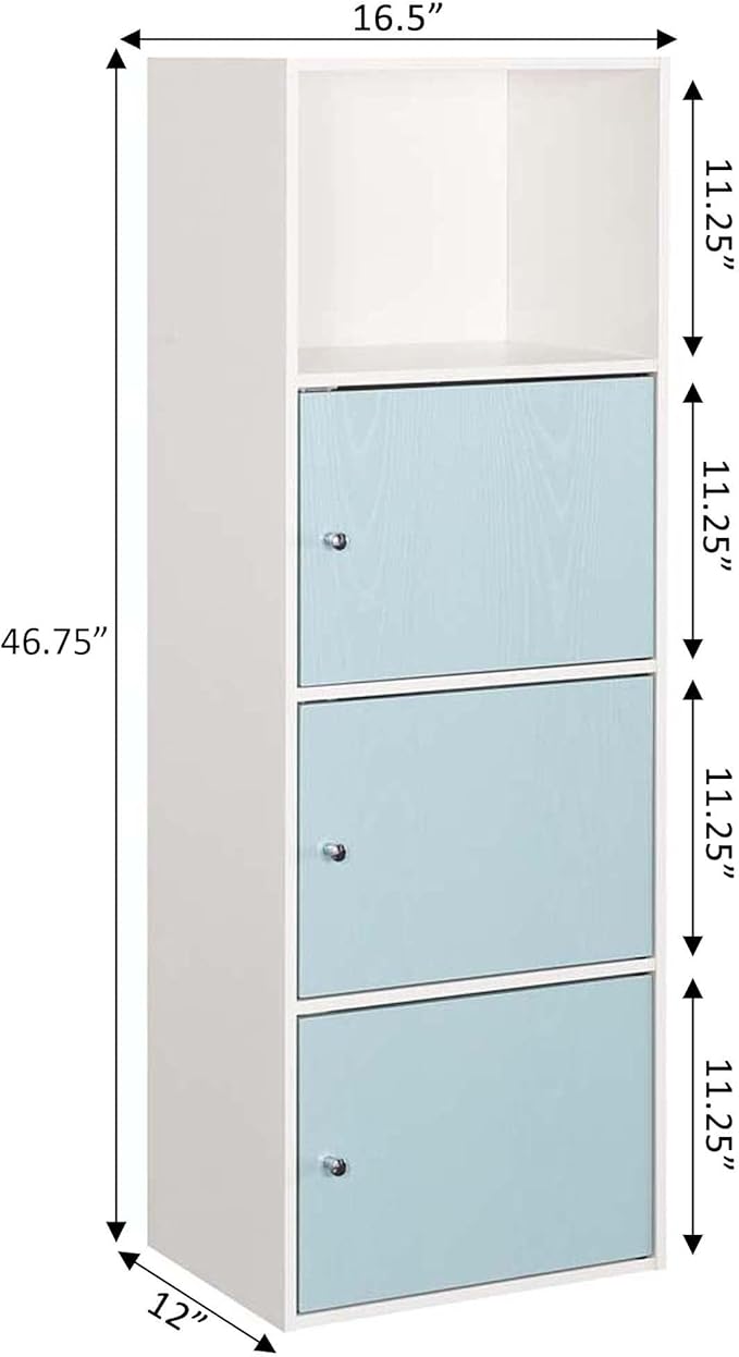 Convenience Concepts Xtra Storage 3 Door Cabinet with Seafoam and White Wood Finish