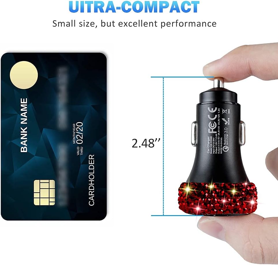 Dual USB Car Charger Quick Charge 3.0 Adapter, Fast Charging Compatible for iPhone, Samsung, Google Pixel