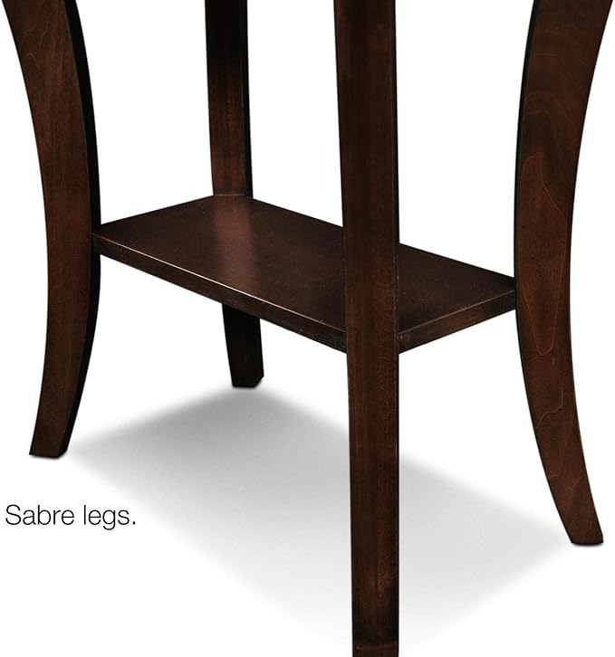 Leick Home Boa End Table, Solid Wood, Narrow, Bottom Display Shelf, Easy-Assembly, For Living Room/Bedroom, Chocolate Oak, 24.0 in. L x 14.0 in W x 24.0 in. H, 10305