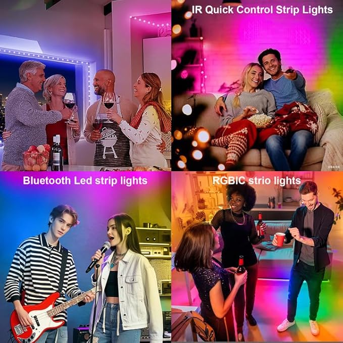 VOLIVO 100ft Led Strip Lights for Bedroom, Color Changing Led Light Strips Kit with 24 Keys IR Remote and Smart App Control, RGB Music Sync Lighting for Room, Home Decor