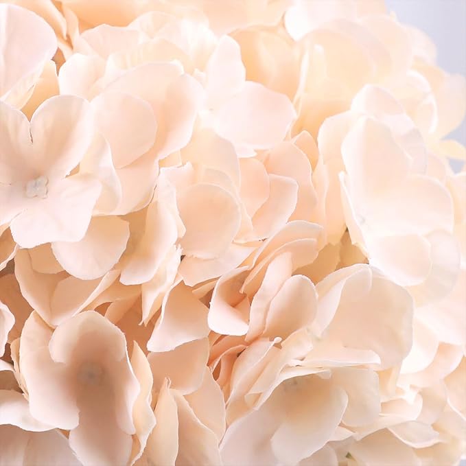 AVIVIHO 65pcs Champagne Fake Flowers Hydrangea Artificial Flowers Bulk Realistic Hydrangeas Silk Flowers with Stems for Arrangement Home Weddings,Centerpieces,Party Arch Backdrop Decorations