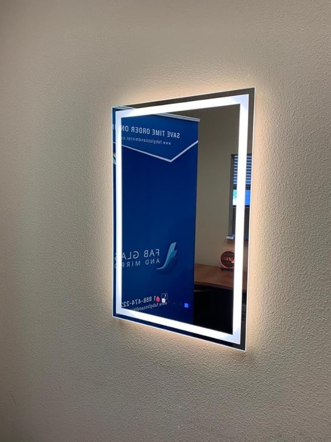 Fab Glass and Mirror Anti-Fog Dimmable Backlit and Front lit LED Bathroom Wall Mirror with Memory Function Rectangular Frameless LED Mirror 30L X 20W Clear