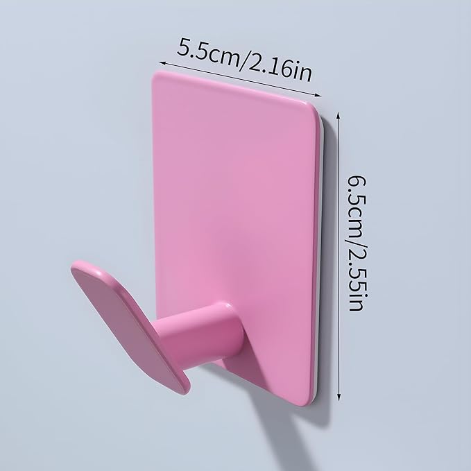 DELITON Cute Kids Wall Hooks & Towel Hooks - Sticky Hooks Light Pink for Hanging Towels, Robe, Coat, Bathroom Decor Organizer
