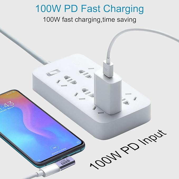4pcs 90 Degree Right Angle USB C Male to Female Adapter/Connector, USB Type C Adapter Extender Support 100W, 40Gbps, 8K@60Hz for Steam Deck, MacBook,Thunderbolt ect(Side Bend)
