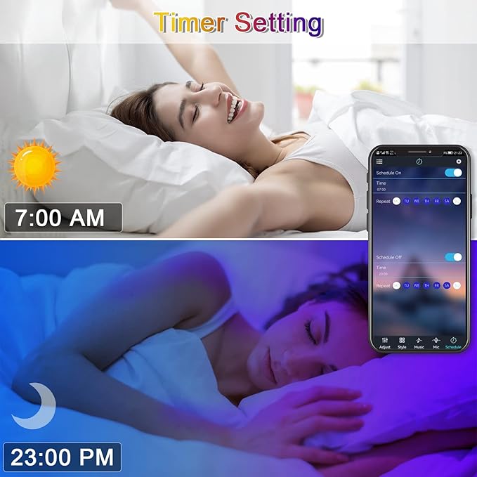 KEELIXIN 130ft Led Lights,Long Led Lights for Bedroom,5050 RGB LED Strip Lights with Remote & Bluetooth App Control Sync with Music,Luces Led para Cuarto,LED Light Strip for Room,2 Rolls of 65ft