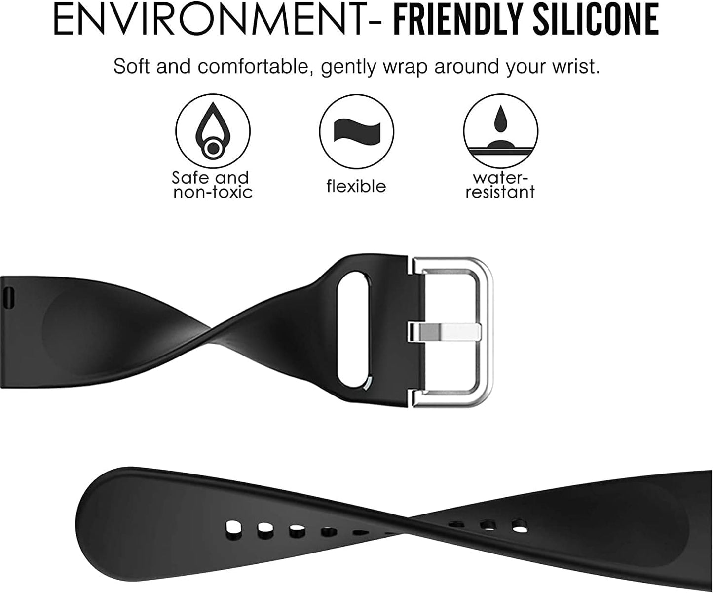 E ECSEM Bands for SOMTLERK Smartwatch, Soft Silicone Waterproof Adjustable Sport Watch Strap Replacement Wristbands for