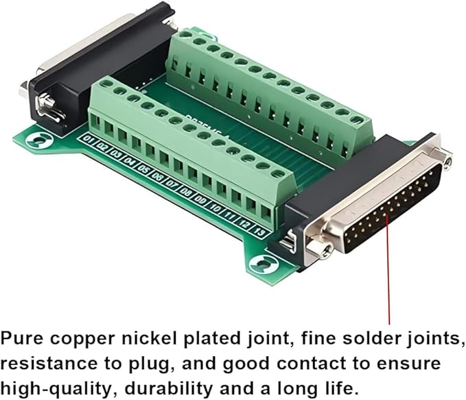 2PCS DB25 Male Female Connector in One Breakout Board, RS232 D-SUB Serial to 25-pin Port Adapter Module