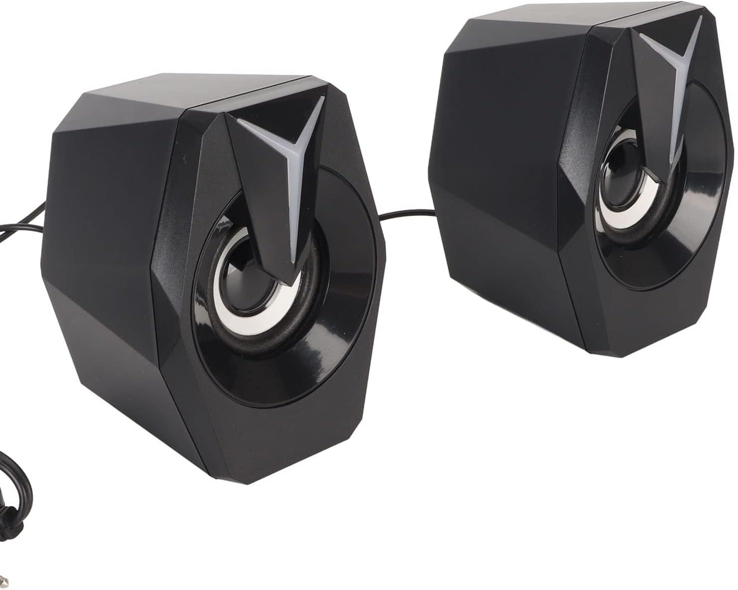 Yunseity USB Powered Speaker, HiFi Stereo Sound, Wired USB Desktop Speaker with RGB Lights (Black)
