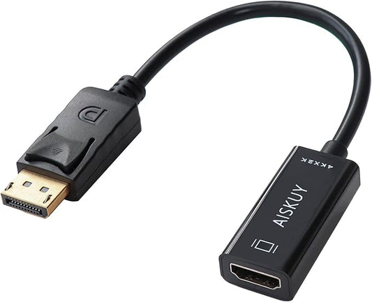 Display Port to HDMI Adapter, 4k Displayport (DP) Male to HDMI Female Converter Compatible for Desktop, Computer, Lenovo, Dell, HP, Surface, iMac