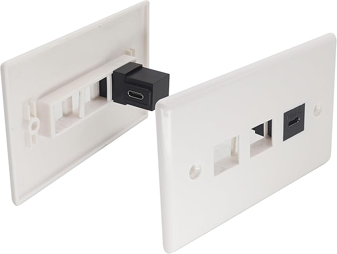 90 Degree USB C 3.1 Keystone Insert Jack Connector Right Angled USB 3.1 Type-C Female to Female Keystone Insert Socket Adapter Coupler for Wall Plate Outlet Panel (90 Degree/Black/2 Pack)