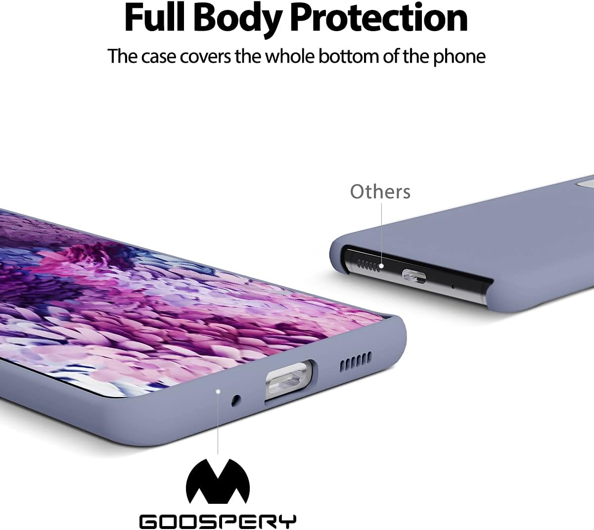 GOOSPERY Liquid Silicone Case for Samsung Galaxy S20 Plus, Jelly Rubber Bumper Case, Lavender Grey