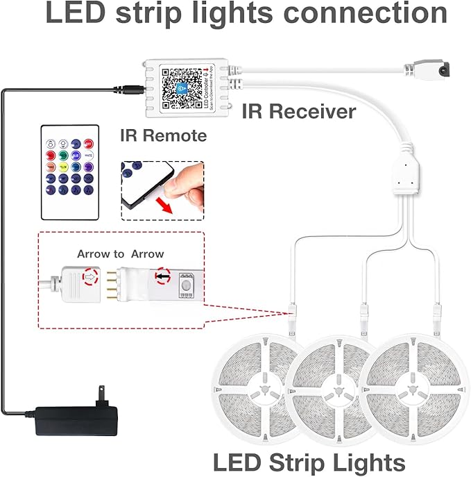 DAYBETTER Outdoor Led Strip Lights Waterproof, Smart Led Light Strips with Remote and App Control, 5050 RGB Color Changing Led Lights for Bedroom, Roof Eaves, Room Decor, 65.6 ft(4 Rolls of 16.4ft)