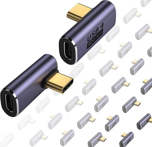 90 Degree Right Angle USB C Adapter 40Gbps Data Transfer USB 4.0/Thunderbolt 4 Type C Male to Female Connector Extender for Mobile Phone, Switch, Steam Deck, Tablet, Laptop (12 Pack)