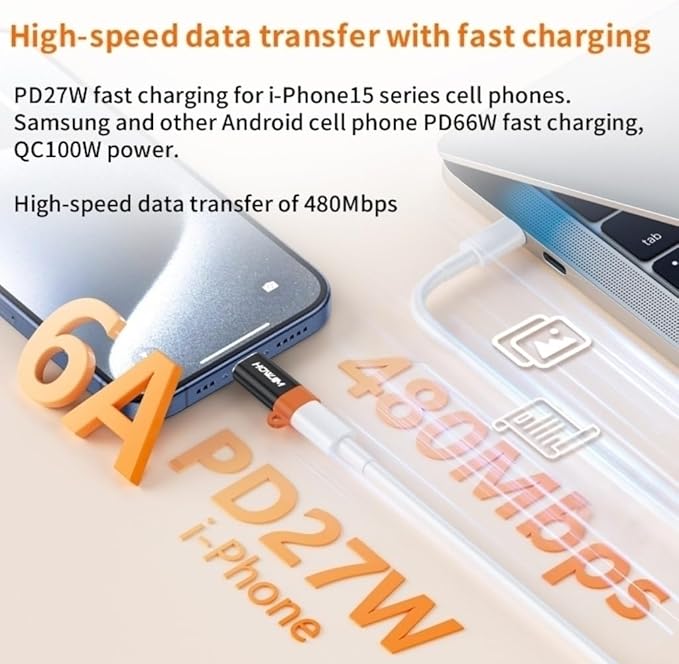 Light-ning to USB C Adapter 4Pack,PD27W/66W QC100W Fast Charging 480Mbps Data Transfer,Type C Charger Converter Cable for M-acBook Phone 17/16/15 Serie Pad G-alaxy X-Peria,Not for Headphones/OTG Black