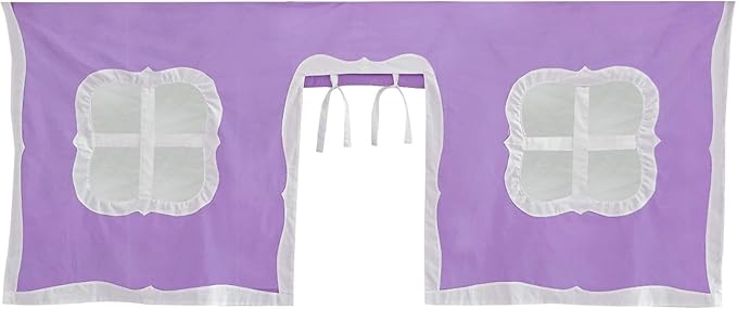 Max & Lily Underbed Curtain for Low Bunk Bed/Low Loft Bed, Play Curtain for Kids, Cotton Privacy Curtain for Bottom Bunk, 2 Panel Curtain Set Purple/White