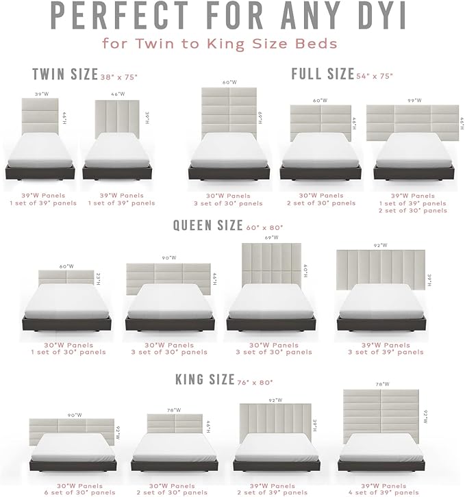 Vänt Upholstered Wall Panels - Queen/Full Size Wall Mounted Velvet Headboards - Velvet Smoke Grey - Set of 4 Panels (Each Individual Panel 30"x11.5")