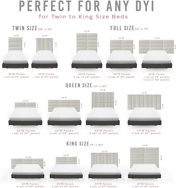 Vänt Upholstered Wall Panels - King/Cal King Size Wall Mounted Velvet Headboards - Velvet Smoke Grey - Twin/King - Set of 4 Panels (Each Individual Panel 39"x11.5")