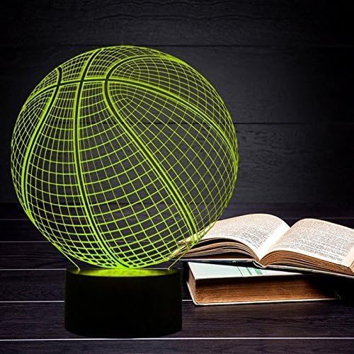Wiscky Basketball 3D Illusion Lamp, LED Night Lights for Kids Birthday Gift 7 Color Changing Touch Switch Xmas Decoration Nightlight Children Room Bedroom Decorations Toys for Sports Theme Fans