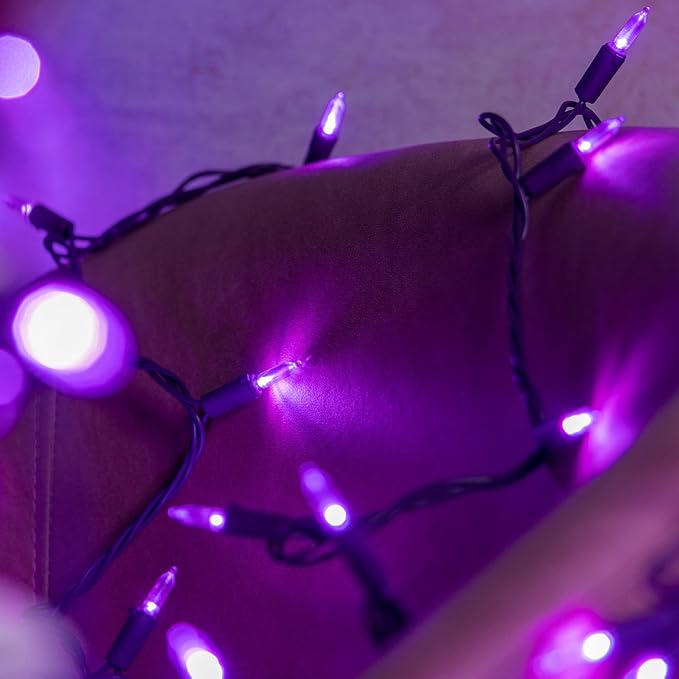 YULETIME 200 Purple LED Christmas Lights with Purple Wire, Pack of 2 Strands 33 Feet 100 Lights UL Certified Holiday String Light Set