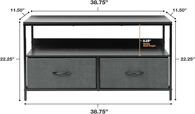 Sorbus TV Stand Dresser with 2 Drawers - Television Riser Chest with Storage - Bedroom, Living Room, Closet, & Dorm Furniture