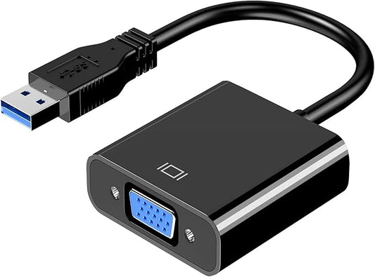 USB to VGA Adapter for Monitor MacBook, VGA to USB 3.0/2.0 Converter 1080P Multi-Display Video Cable for Laptop Desktop PC to Monitors, Projector, TV. (Not Support Chromebook)