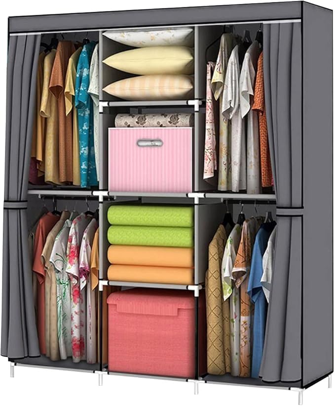 YOUUD Portable Clothes Storage Closet Organizer - Gray