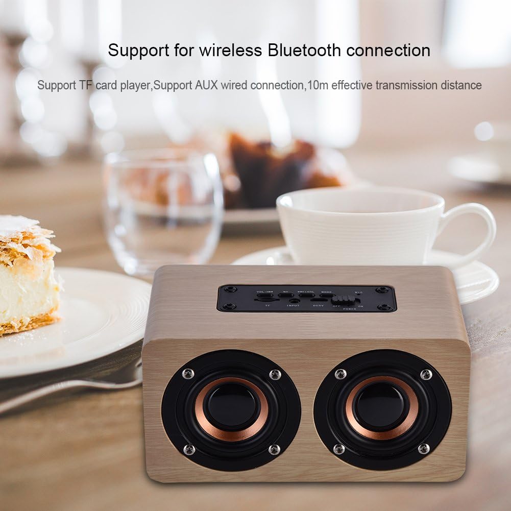 Zerone Wooden Bluetooth 4.2 Speaker, Portable Mini Multimedia Music Speakers with 2 Horns, Superior Sound Quality (Red