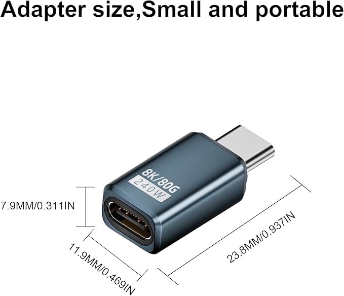 Poyiccot 2-Pack USB C Extension Adapter, [80Gbps/240W PD/8K@60Hz], Male to Female USB Type C Extender Support Type C Fast Charging for Thunderbolt 5/4, iPhone 15, MacBook, Steam Deck, Switch