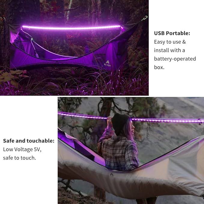 16.4FT Black Light Strip with USB Plug + Battery Box, Adhesive 300LEDs Blacklight Fixture, Battery & USB Operated for Glow Neon Party Birthday Glass Cabinet Fluorescent Poster Fishing Boat