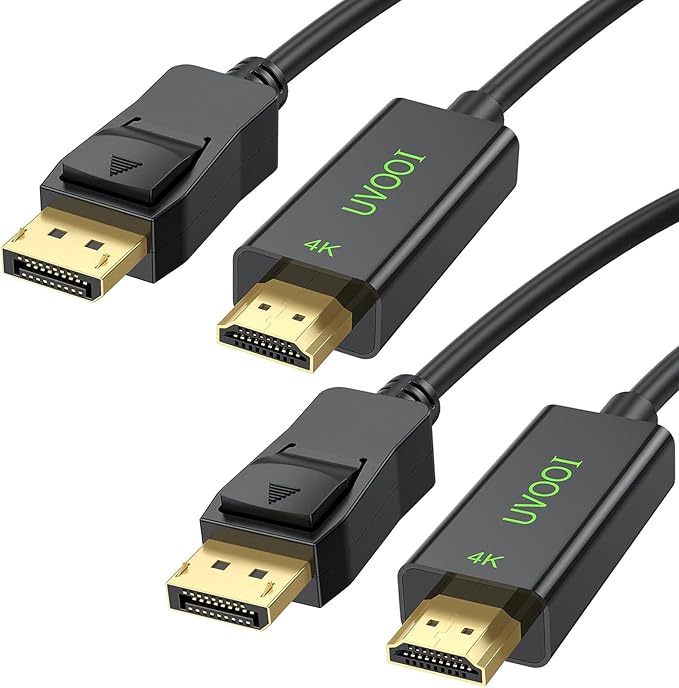 DisplayPort to HDMI Cable 10 FT 2-Pack, 4K Display Port DP to HDMI 10FT Cables Cord Support Video and Audio Compatible for Computer, PC, Monitor, Projector HDTV - 2Pack