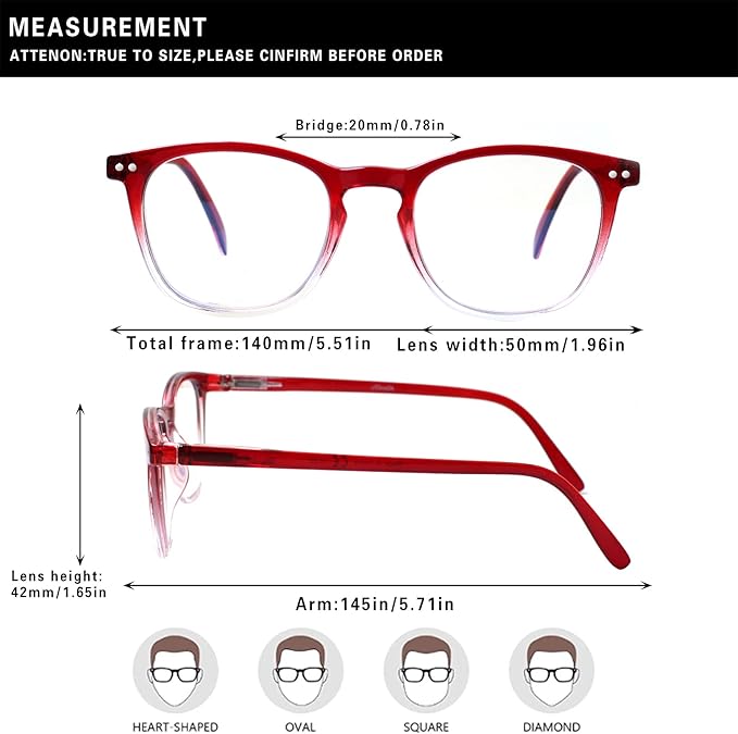 Henotin 3-Pack Blue Light Blocking Reading Glasses,Spring Hinge Computer Readers for Men Women,Anti UV Ray Filter Eyeglasses (Multicolor, 4.0)
