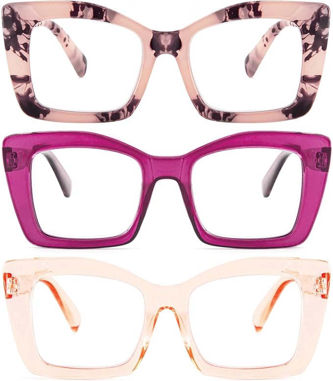 REAVEE Oversized Square Reading Glasses Oprah Style for Women, Blue Light Blocking Large Frame Computer Readers Spring Hinge
