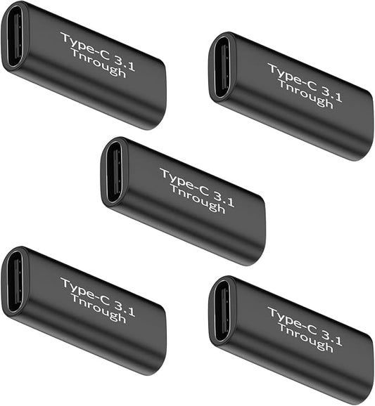 USB C Female to Female Connector, 5Pack Type-C Coupler Supports Up to 10Gbps Data Transfer and 100W Fast Charging