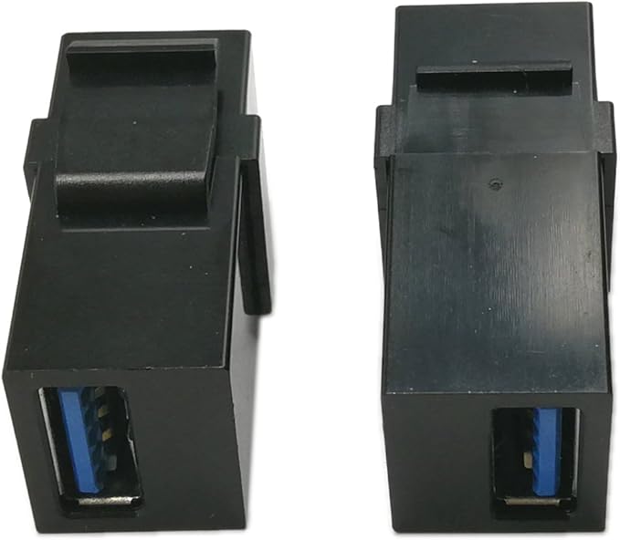 USB 3.0 Keystone Jack Inserts, zdyCGTime (2-Pack) USB 3.0 Adapters Female to Female Connector for Wall Plate Outlet Panel(Black USB 3.0 A)